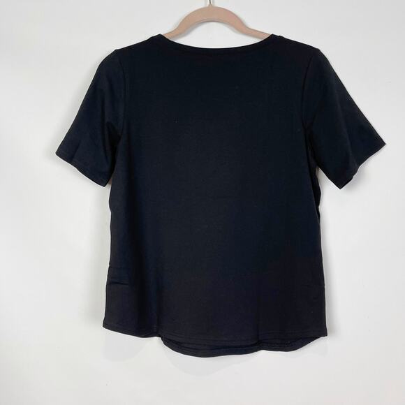 Bob Mackie Wearable Art Womens Scoopneck Shortsleeve Tee XS Black NWT - Picture 7 of 7